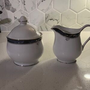 Elegant White Sugar Bowl and Creamer Set